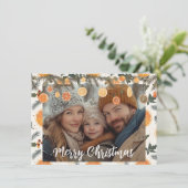 フェスティバルの松とオレンジのクリスマスパーソナライズされた カード (スタンド正面)