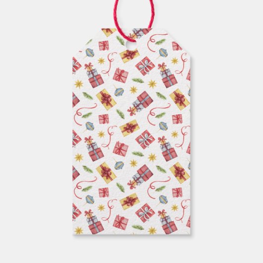 フェスティバルの松とプレゼント-金ゴールドメリークリスマス ギフトタグ (裏面)