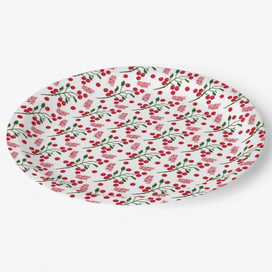 フェスティバルの果実とシダの離れパターン ペーパープレート (アングル)