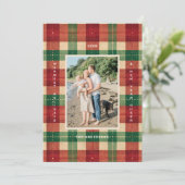 フェスティバルの格子模様の休日/クリスマスフォトカード シーズンカード (スタンド正面)