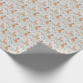 フェスティバルの森の動物とクリスマスの緑 ラッピングペーパー (角)