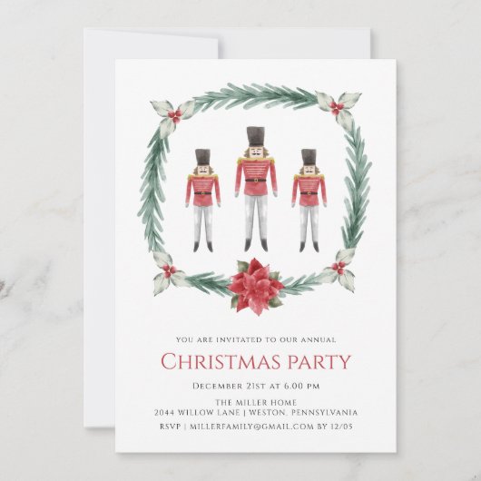 フェスティバルの水の色のくるみ割りクリスマス 招待状 (正面)