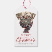 フェスティバルの水の色パグメリークリスマス ギフトタグ (正面)