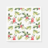 フェスティバルの水の色ホリーパターンクリスマス スタンダードカクテルナプキン (正面)