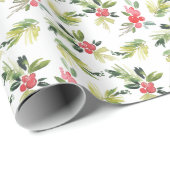 フェスティバルの水の色ホリーパターンクリスマス ラッピングペーパー (ロールコーナー)