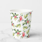 フェスティバルの水の色ホリーパターンクリスマス 紙コップ (裏面)