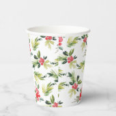 フェスティバルの水の色ホリーパターンクリスマス 紙コップ (右)