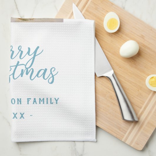 フェスティバルの水の色メリークリスマスツリー芸術的 キッチンタオル (四つ折り)