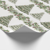 フェスティバルの水彩クリスマスツリー冬 ラッピングペーパー (角)