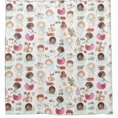 フェスティバルの水彩画の天使と贈り物 シャワーカーテン (正面)