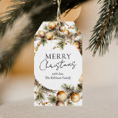 フェスティバルの水彩金ゴールドの葉クリスマス ギフトタグ