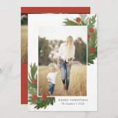 フェスティバルの水色とバック – クリスマスフォトカード シーズンカード (正面/裏面)