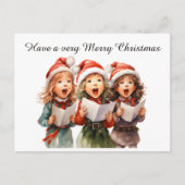 フェスティバルの水色クリスマスキャロラー追加文字 シーズンポストカード (正面)