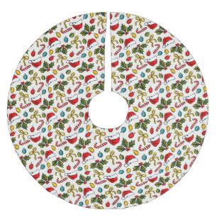 フェスティバルの水色クリスマススケッチ ブラッシュドポリエステルツリースカート