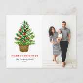 フェスティバルの水色クリスマスツリーのクリスマスフォト シーズンポストカード (正面)