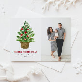 フェスティバルの水色クリスマスツリーのクリスマスフォト シーズンポストカード