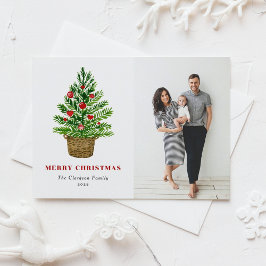 フェスティバルの水色クリスマスツリーのクリスマスフォト シーズンポストカード