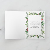 フェスティバルの水色ホリーベリークリスマスフォト シーズンカード (内部)