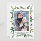 フェスティバルの水色ホリーベリークリスマス2写真 シーズンカード (正面)
