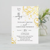 フェスティバルの渦巻き葉とがバック結婚の 箔招待状 (立ち正面)