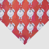 フェスティバルの白いポメラニア犬のPupパターン(赤) 薄葉紙 (詳細)