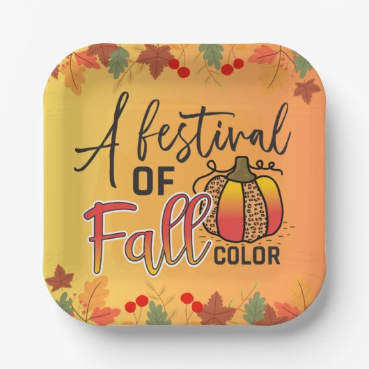 フェスティバルの紅葉秋の感謝祭 ペーパープレート (正面)