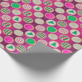 フェスティバルの絵を描ホットピンクに砂糖クッキー ラッピングペーパー (角)