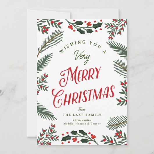 フェスティバルの緑と果実メリークリスマス シーズンカード (正面)