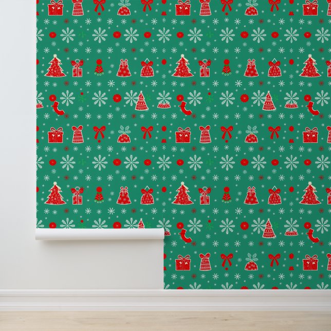 フェスティバルの緑と赤のクリスマスパターン 壁紙 (アプリケーション)