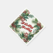 フェスティバルの緑のクリスマススクリプト スタンダードカクテルナプキン (角)