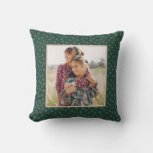 フェスティバルの緑のドット写真 クッション (正面)