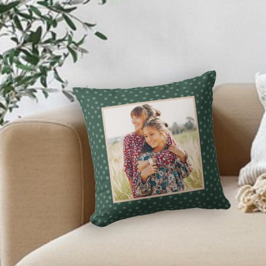 フェスティバルの緑のドット写真 クッション