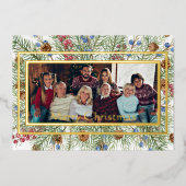 フェスティバルの緑のフォトフレームカスタムクリスマスホリ 箔シーズンカード (正面)