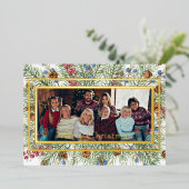 フェスティバルの緑のフォトフレームカスタムクリスマスホリ 箔シーズンカード (立ち正面)