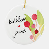 フェスティバルの緑結婚の名前 セラミックオーナメント (正面)