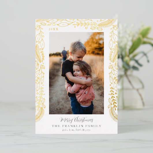 フェスティバルの緑縁どの写真 箔シーズンカード (立ち正面)