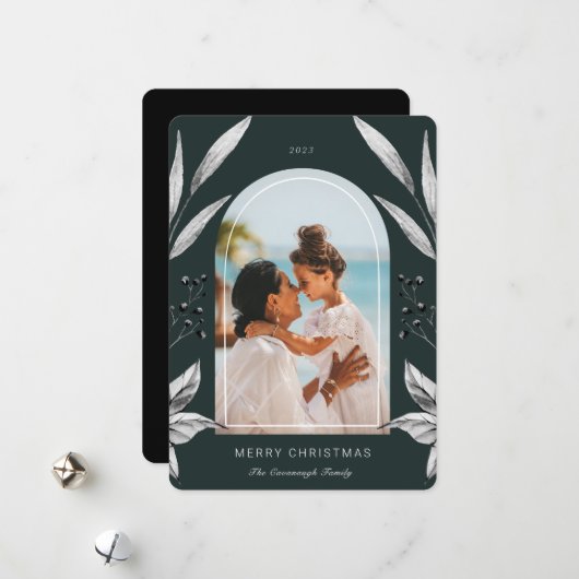 フェスティバルの葉のアーチ写真フレーム シーズンカード (正面/裏面インサイチュ)