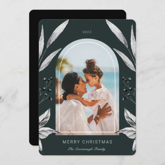 フェスティバルの葉のアーチ写真フレーム シーズンカード (正面/裏面)