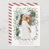 フェスティバルの葉のクリスマスフォトカード シーズンカード (正面/裏面)