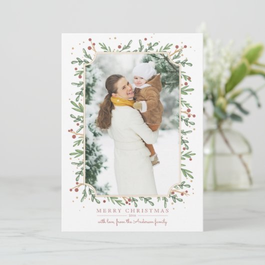 フェスティバルの葉のクリスマスフォトカード シーズンカード (スタンド正面)