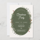 フェスティバルの葉のリースフレームクリスマスパーティー 招待状 (正面)