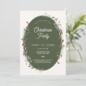 フェスティバルの葉のリースフレームクリスマスパーティー 招待状 (スタンド正面)