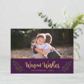 フェスティバルの葉の暖かい願いホリデーフォト シーズンカード (スタンド正面)