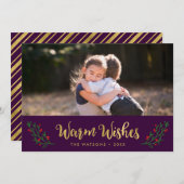 フェスティバルの葉の暖かい願いホリデーフォト シーズンカード (正面/裏面)