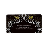 フェスティバルの葉アールデコヴィンテージホリデーアドレス ラベル (正面)