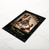 フェスティバルの葉クリスマスベリー写真 箔シーズンカード (回転した状態)