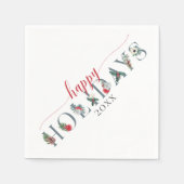 フェスティバルの葉ハッピーホリデーズイヤーディナーサービング スタンダードカクテルナプキン (正面)