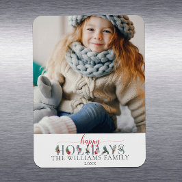 フェスティバルの葉ハッピーホリデーズフローラグリーティング マグネット