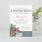 フェスティバルの葉ファミリークリスマスディナー招待状 カード (スタンド正面)