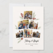 フェスティバルの葉フォトツリーフレームフラットホリデーカード シーズンカード (正面)